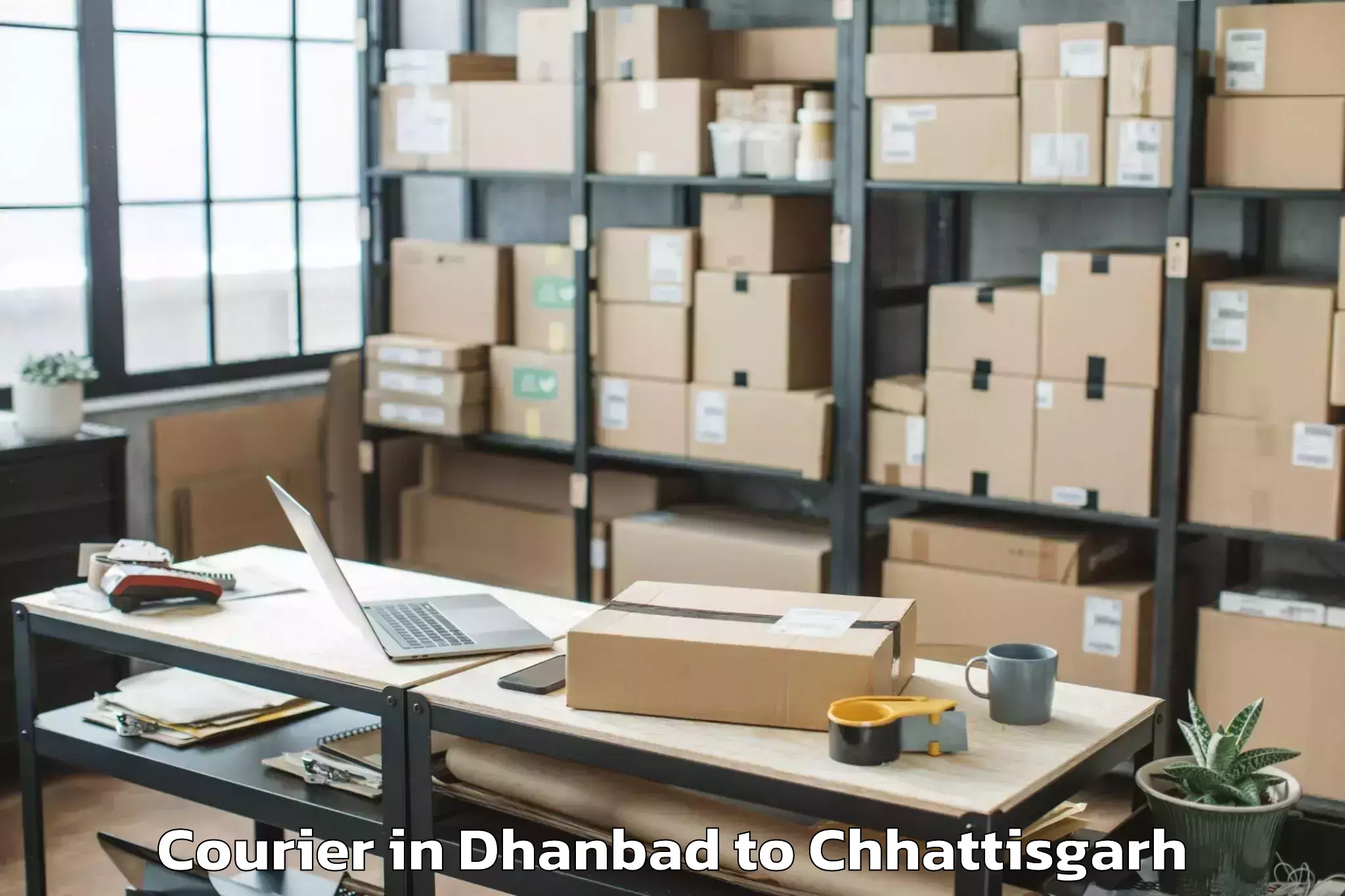 Reliable Dhanbad to Dongargaon Courier